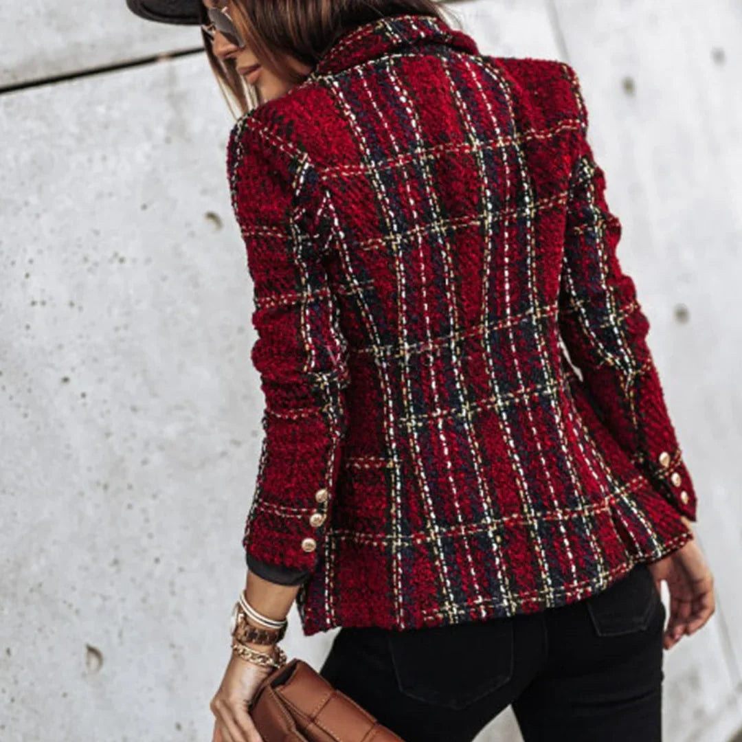 Catherine | Blazer en Maille à Carreaux