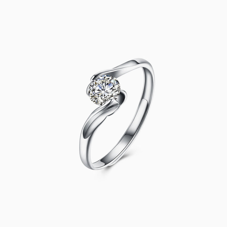 Aurore | Bague solitaire à cristal serti torsadé