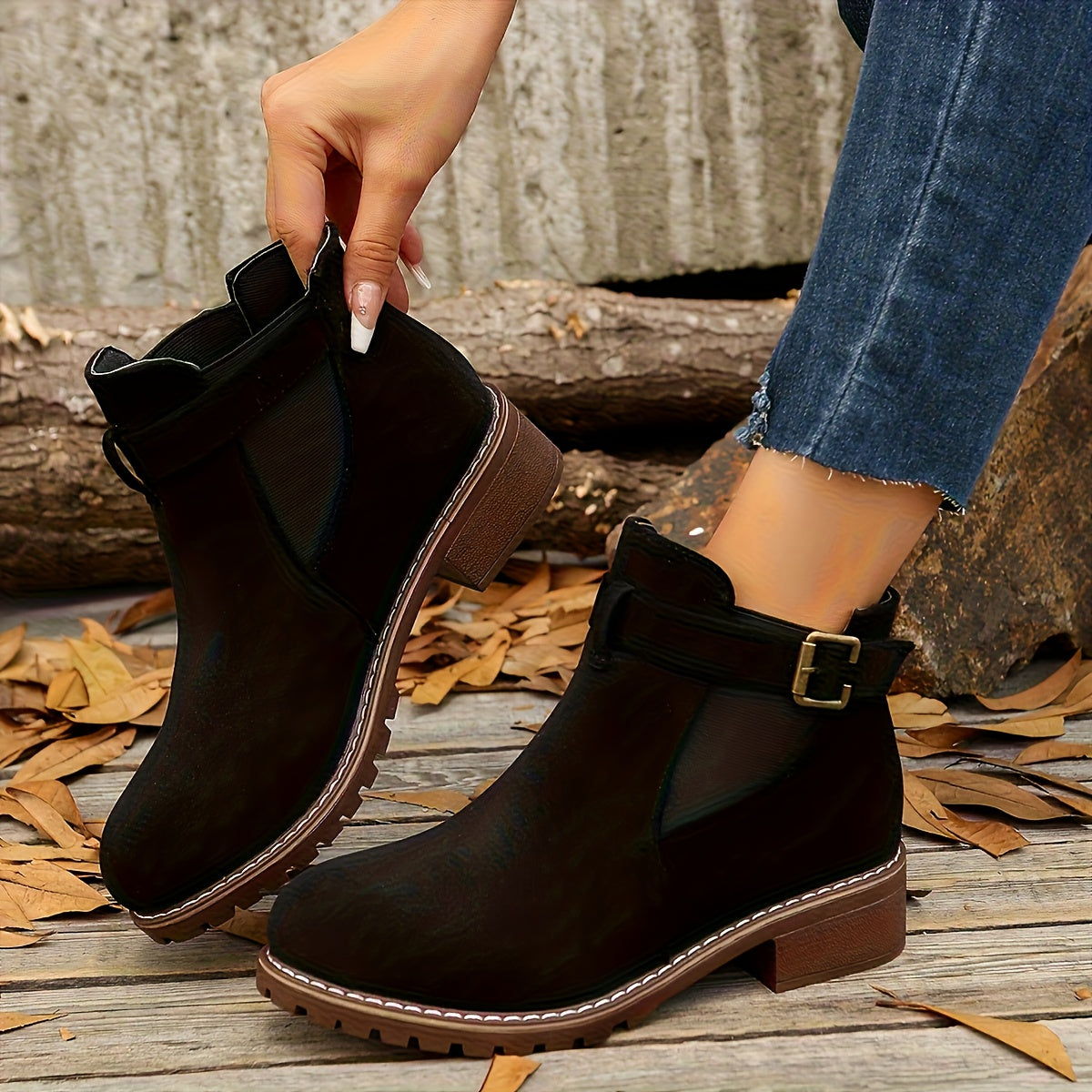 Albane | Bottines Élégantes à Boucle et Talon Bloc