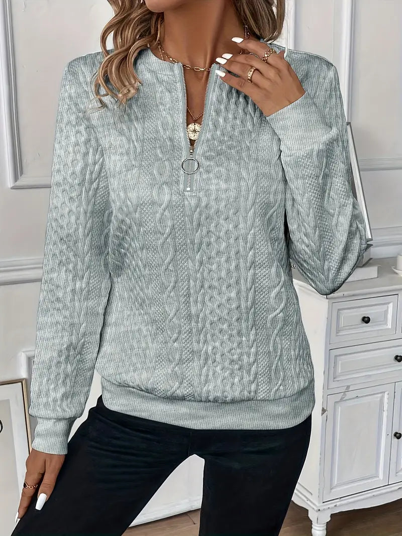 Lucia | Pull Zippé en Maille Torsadée Douillette