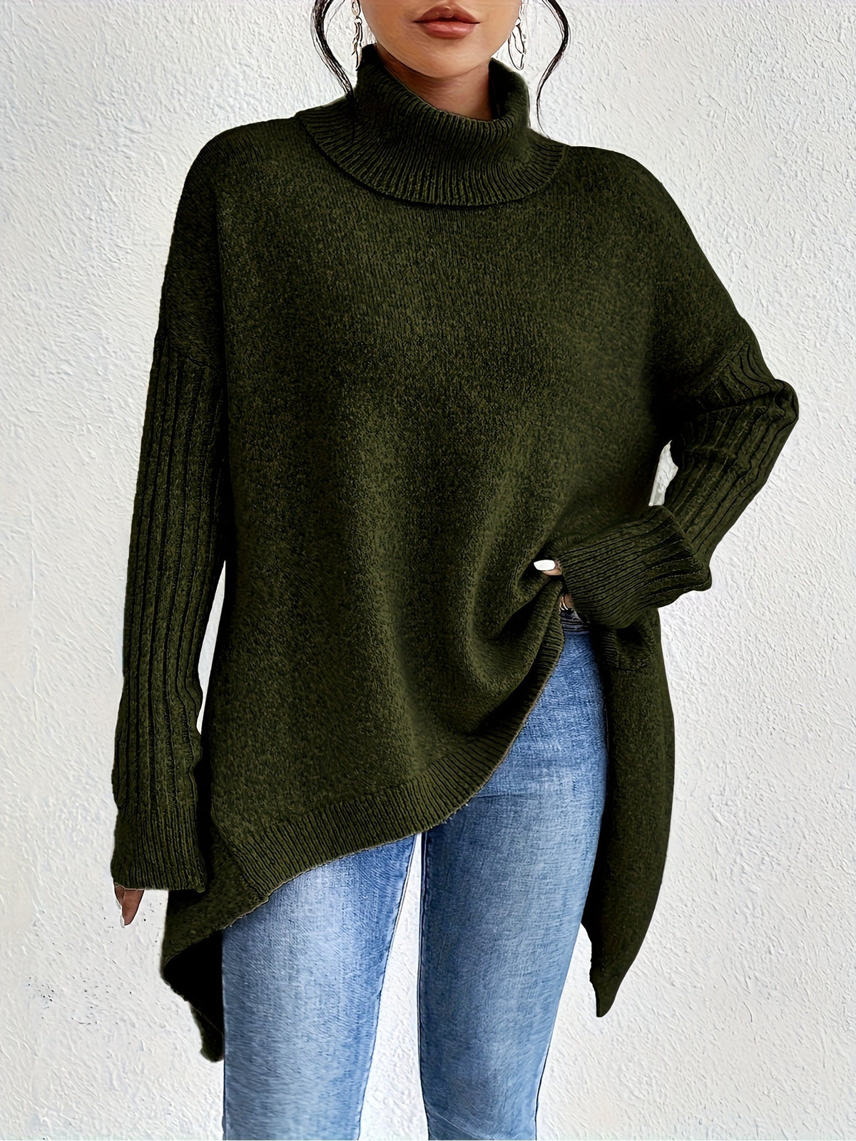 Léïna™ – Le pull col montant doux et décontracté