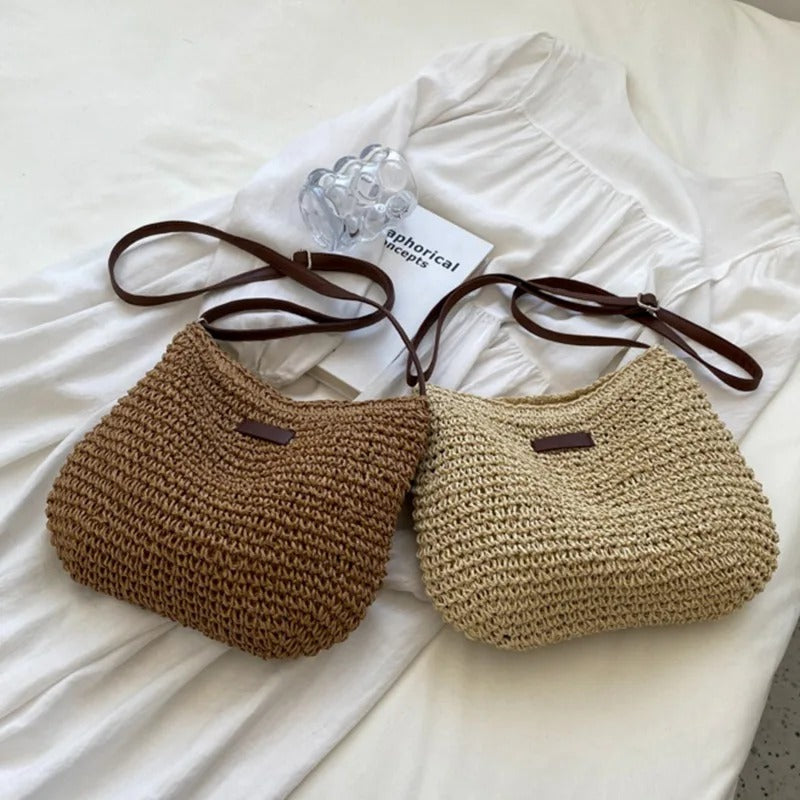 Camille | Élégant sac tressé à anses rondes