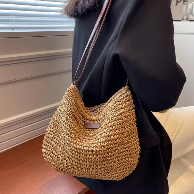 Camille | Élégant sac tressé à anses rondes