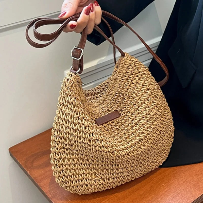 Camille | Élégant sac tressé à anses rondes