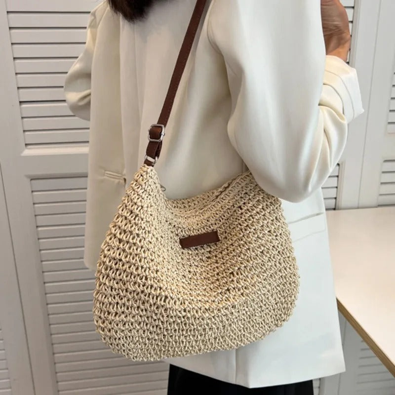 Camille | Élégant sac tressé à anses rondes