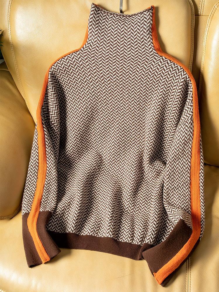 Clémence | Pull col roulé en maille chinée