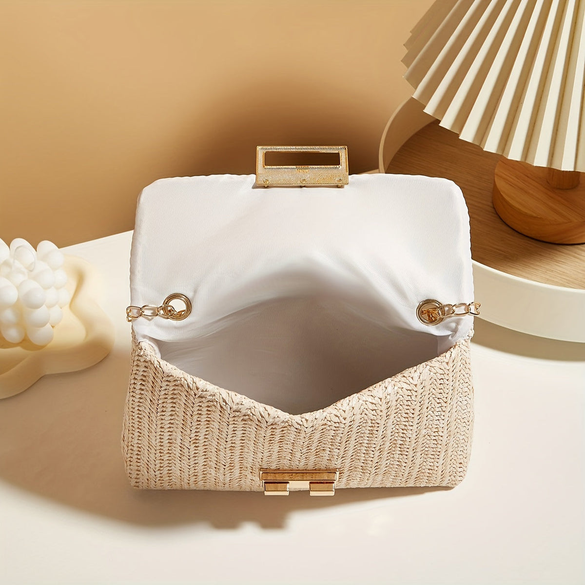 Virelle | Sac Tressé à Chaîne Dorée
