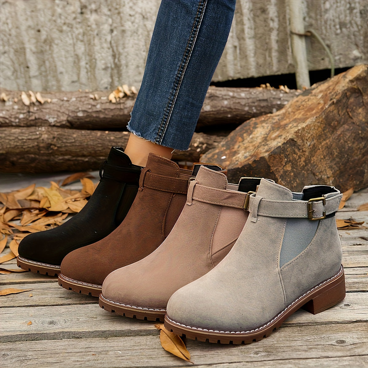 Albane | Bottines Élégantes à Boucle et Talon Bloc