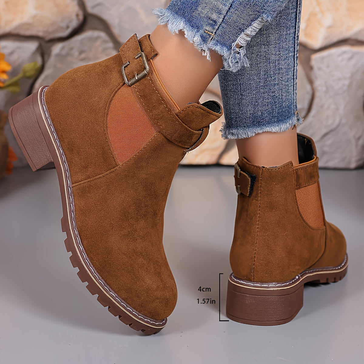 Albane | Bottines Élégantes à Boucle et Talon Bloc
