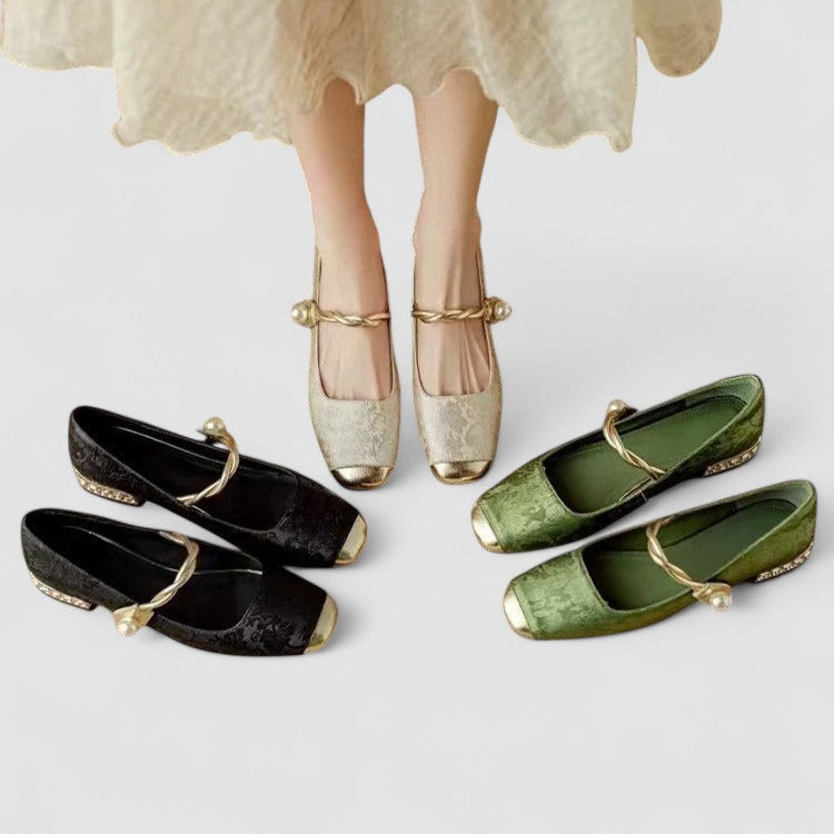 Géraldine | Babies Satinées à Talon Bijou