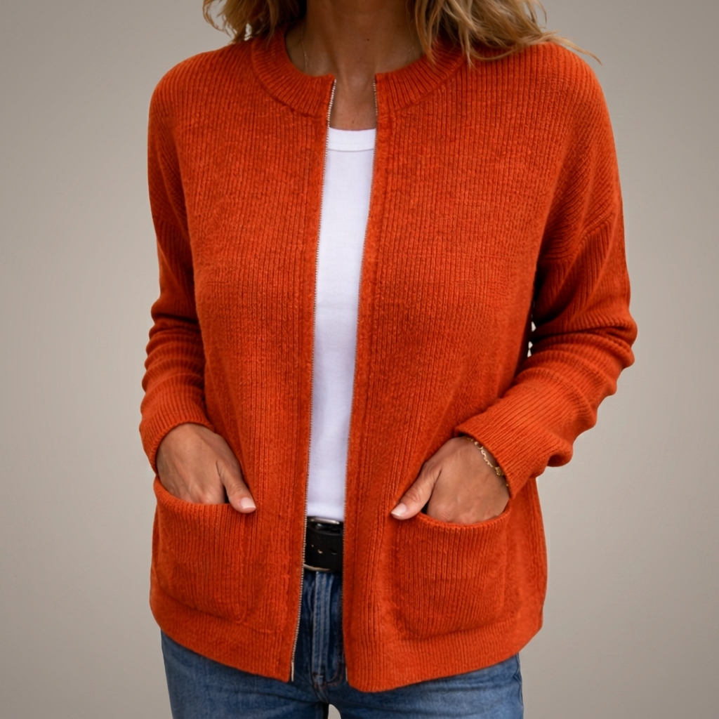 Colette | Gilet zippé en maille chaude à poches