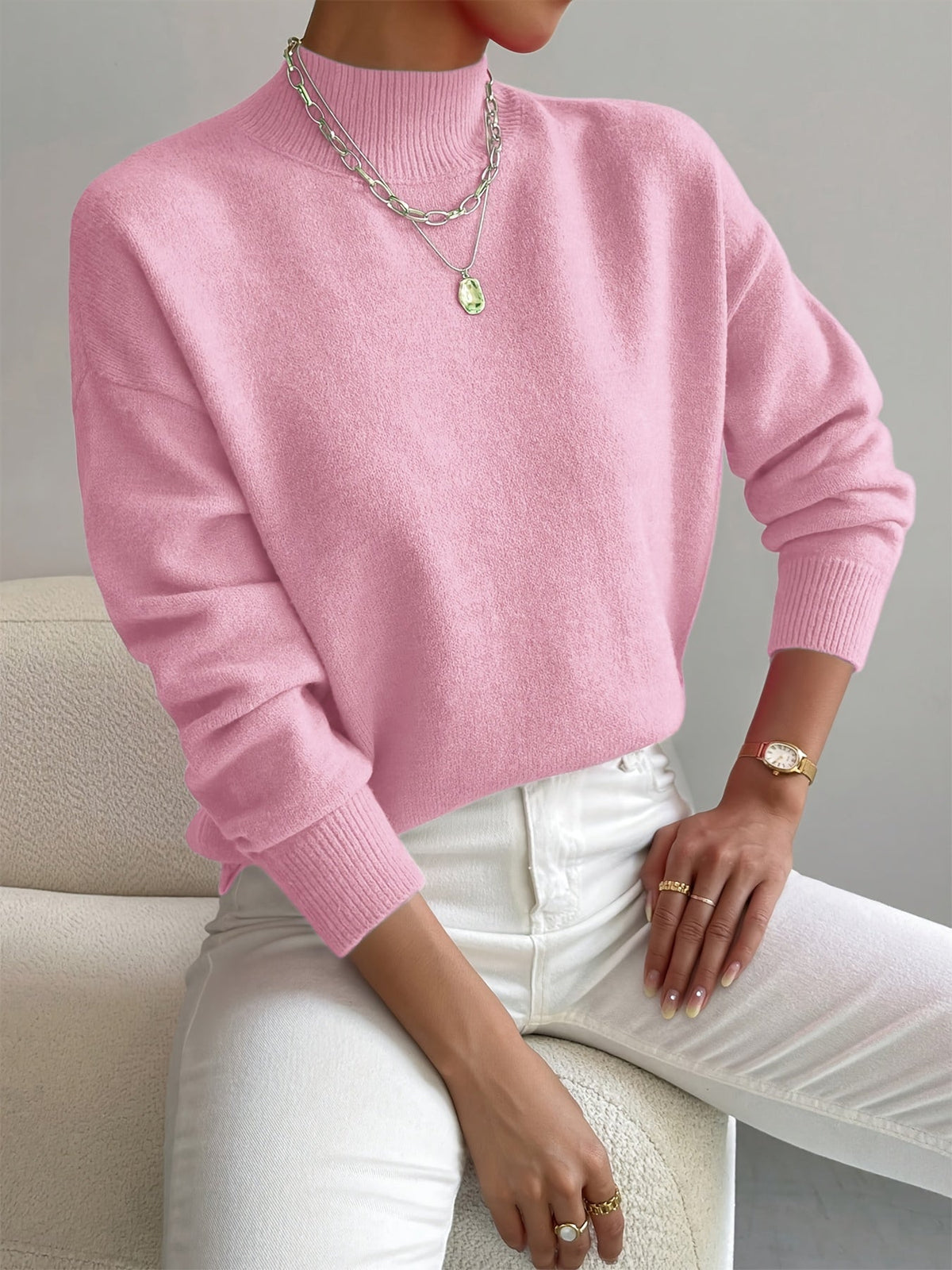 Yvonne | Pull Col Roulé Chaud en Maille Douce