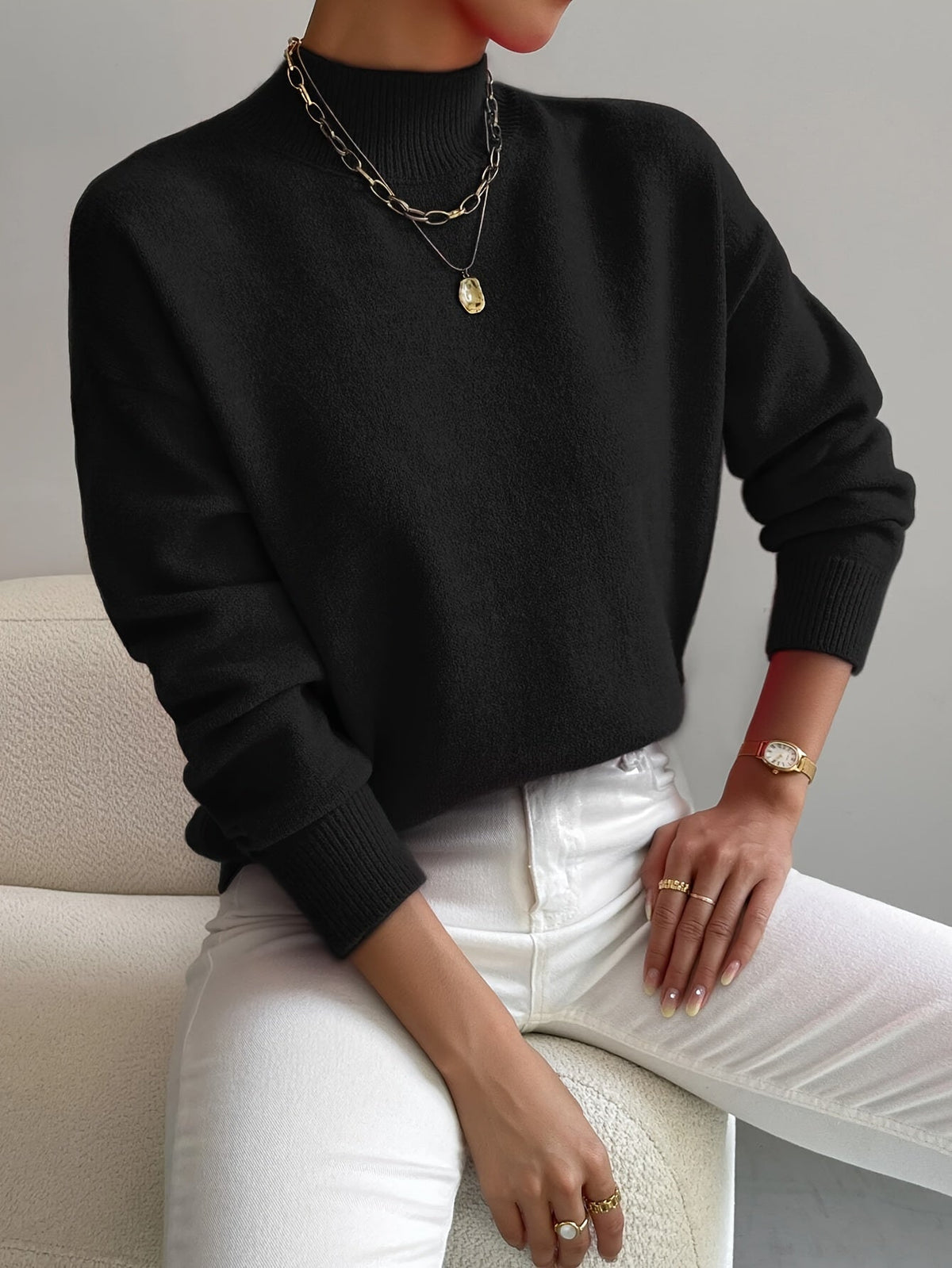 Yvonne | Pull Col Roulé Chaud en Maille Douce