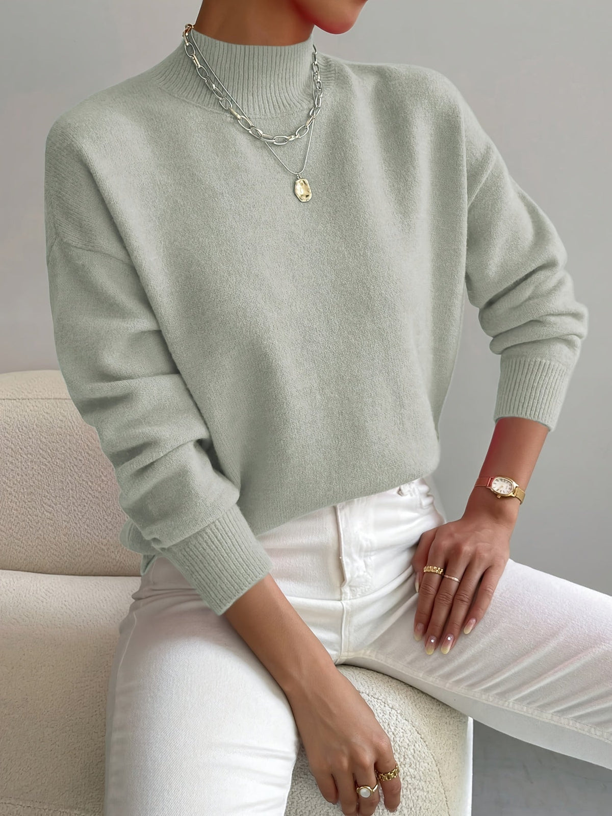 Yvonne | Pull Col Roulé Chaud en Maille Douce