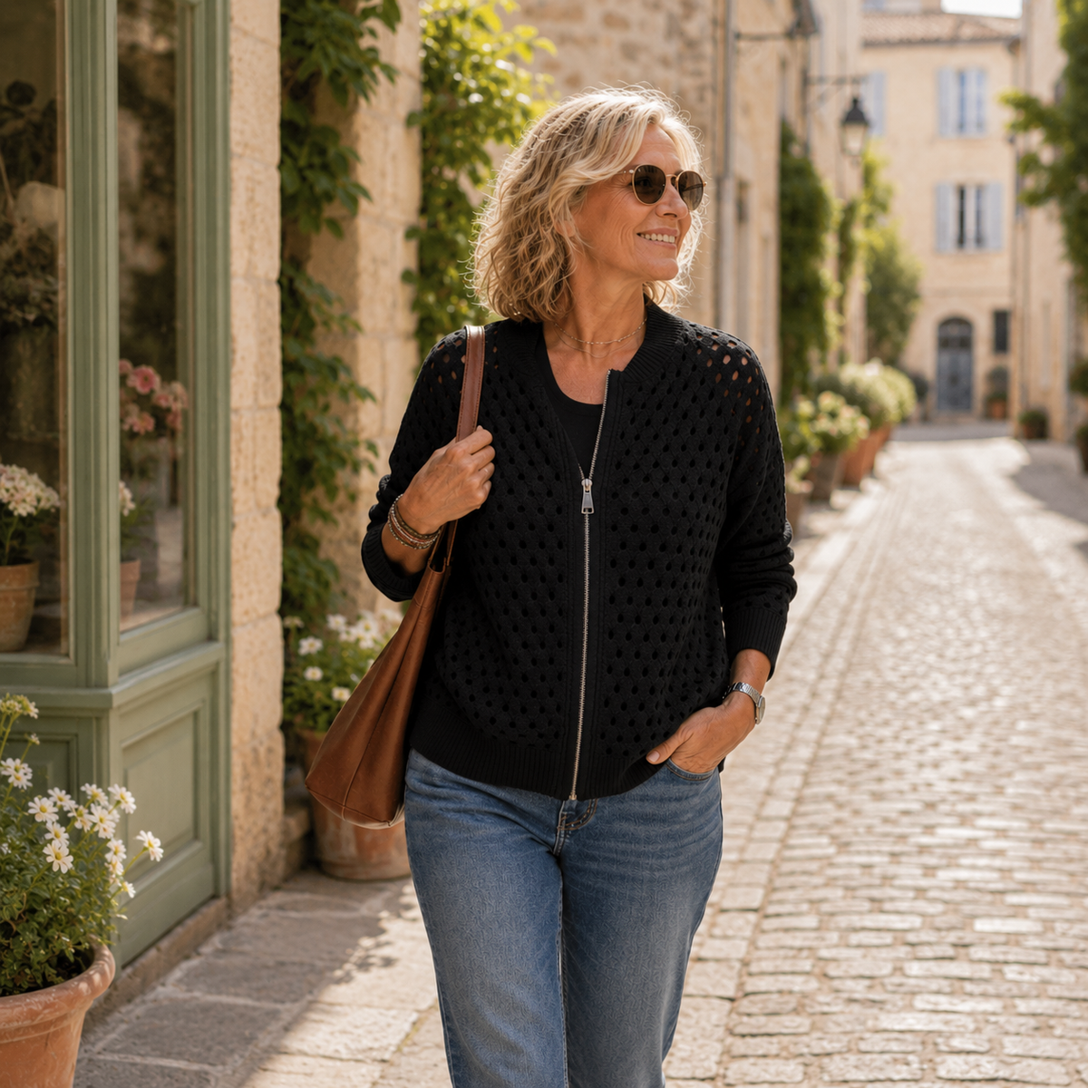 Auriane | Cardigan Ajouré en Maille Douce
