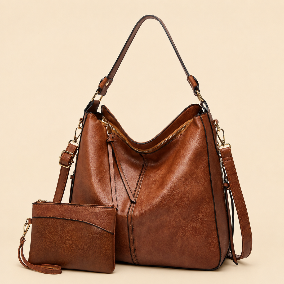 Agathe | Sac en Cuir Antivol + Pochette Offerte