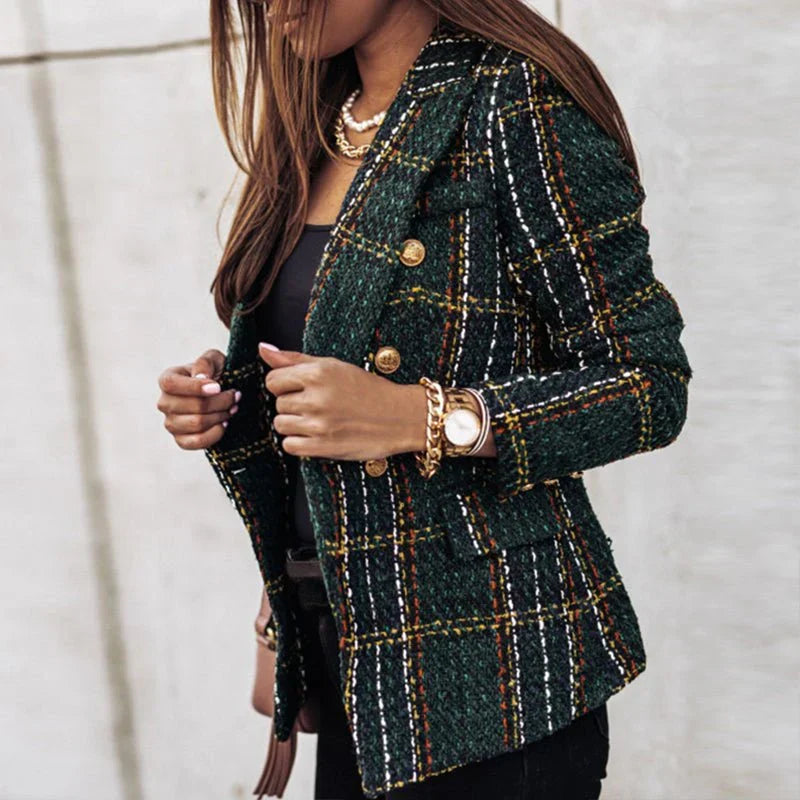 Catherine | Blazer en Maille à Carreaux