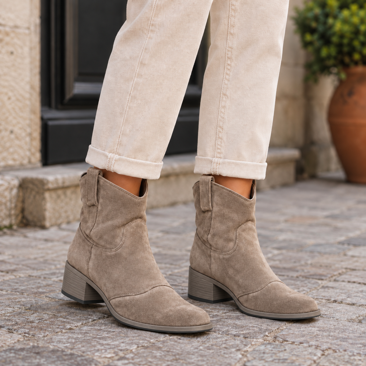 Prudence | Bottines en Suède à Talon Bas