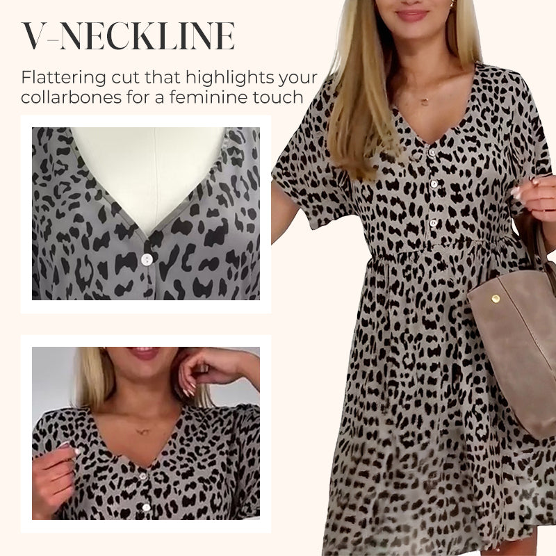 ⏳Spécial à durée limitée⏰Robe décontractée à col en V et manches courtes👗