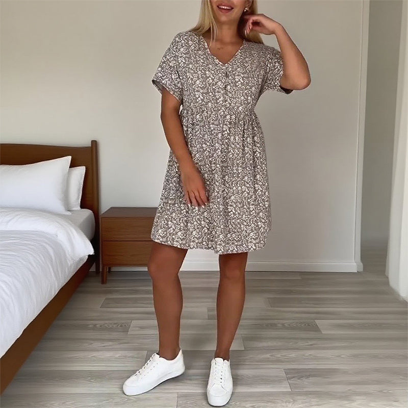 ⏳Spécial à durée limitée⏰Robe décontractée à col en V et manches courtes👗