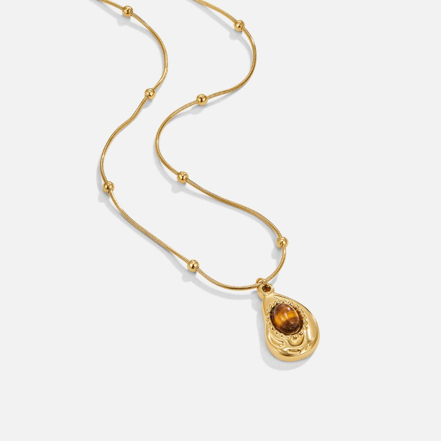 Collier élégant en or avec pierre œil-de-tigre