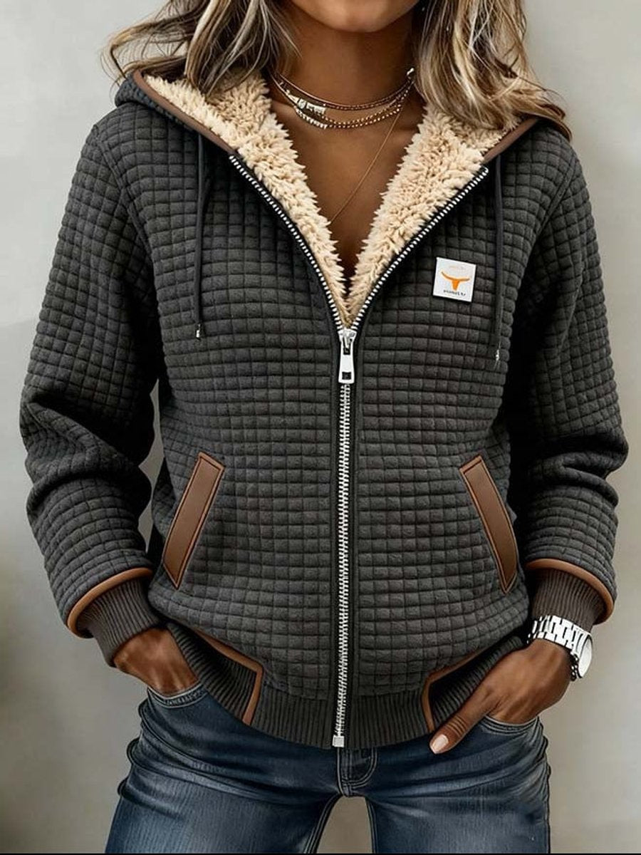 Sandra | Veste à capuche matelassée avec doublure en sherpa et fermeture éclair