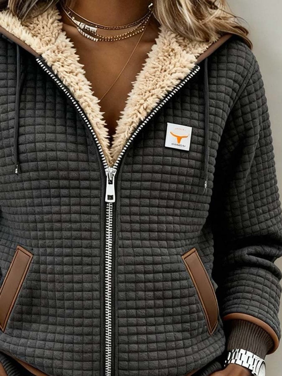 Sandra | Veste à capuche matelassée avec doublure en sherpa et fermeture éclair