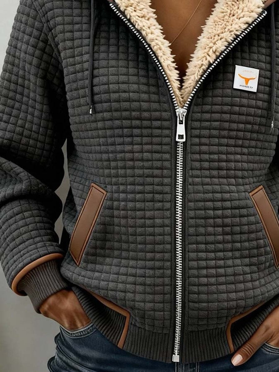 Sandra | Veste à capuche matelassée avec doublure en sherpa et fermeture éclair
